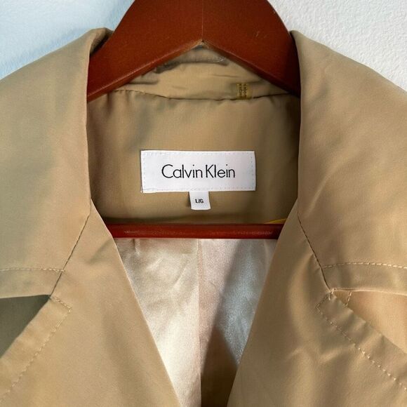 Calvin Klein Double Breasted Tan Car Coat Womens Large Outdoor Preppy Modern - Picture 5 of 10